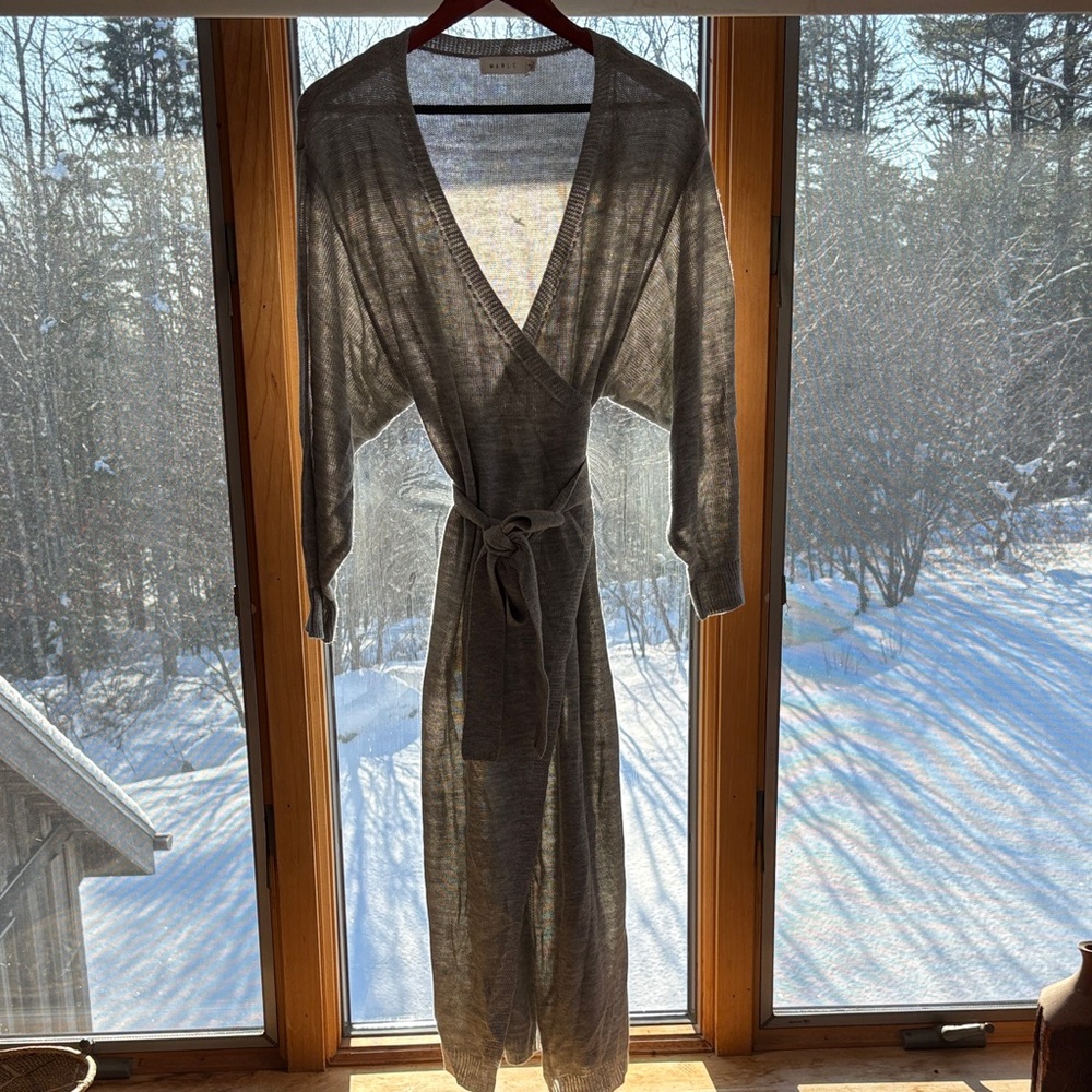 MARBLE Gray Knit Women's Wrap Midi Dress